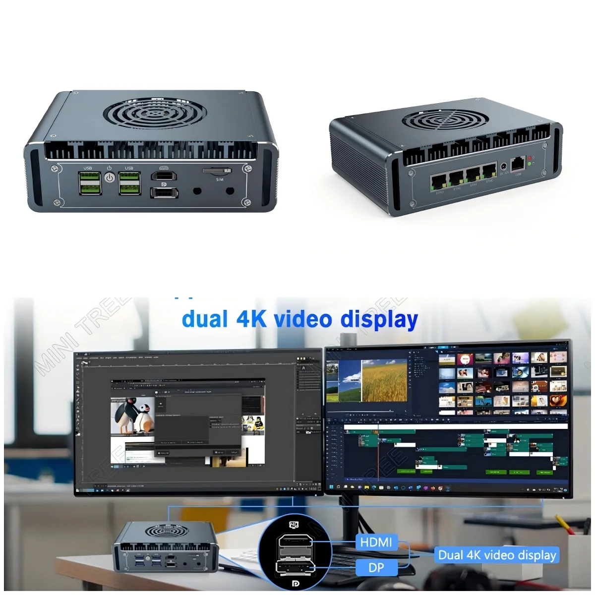 Mini computer industriale Linux di 11a generazione Core i5 1145G7 i7 1195G7 4G SIM Basso TDP 4x2.5G LAN Mini Firewall PC Pfsense Proxmox Host