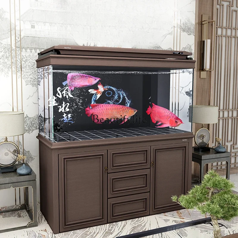 New Fish Tank Large Living Room Super White Glass Aquarium Bottom Filter Dragon Fish Tank Change Water