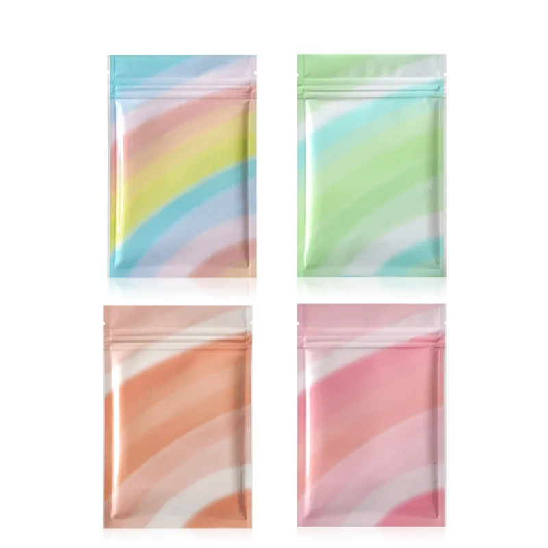 

New Rainbow Colors Boutique Bag 4x6" Zipper Gift Baggies Reclosable False Eyelashes Cosmetics Tool Hangbag Retail Small Pouches