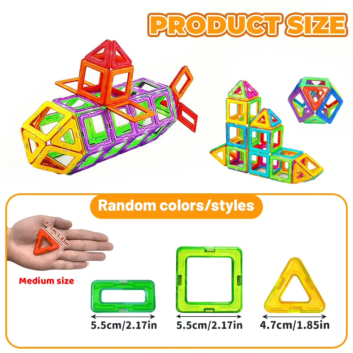 ชุดตัวต่อแม่เหล็กสำหรับเด็ก 3D STEM ของเล่นเสริมพัฒนาการสำหรับเด็กอายุ 3 ปีขึ้นไป เด็กชาย เด็กหญิง ของขวัญ 58/88/118 ชิ้น
