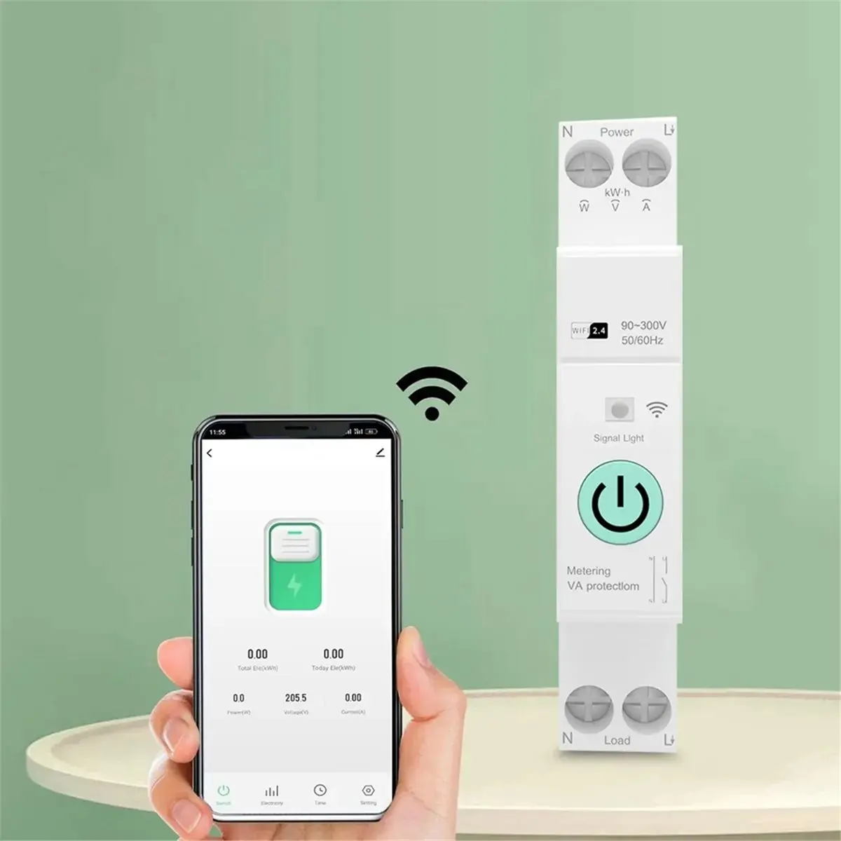63A Tuya WiFi Smart Circuit Breaker with Metering Power KWh Voltage Current Protect Power Statistics Timer