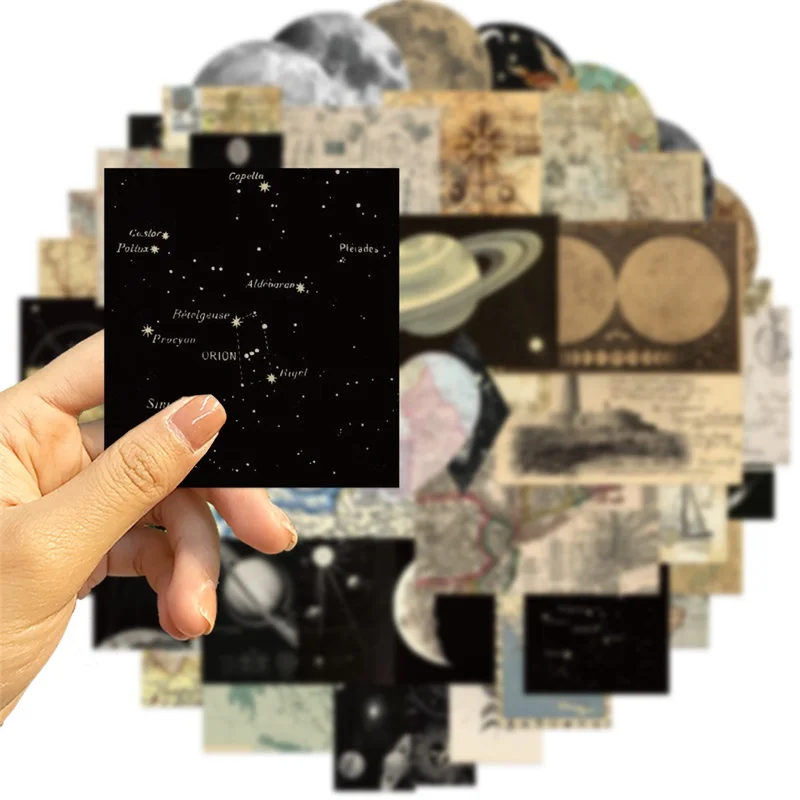 10/30/50PCS Vintage Planet Map PVC Sticker Aesthetic Stationery Hand Accounting Tools DIY Decoration Scrapbooking Supplies