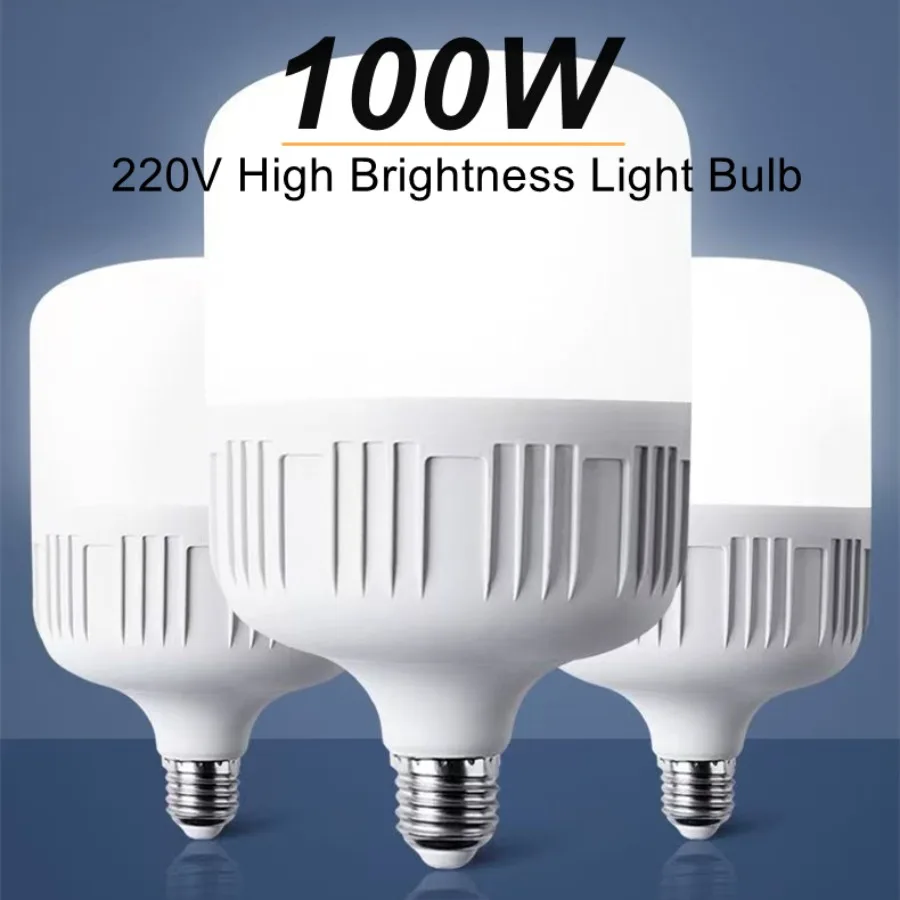 

2~1PCS 220V 100W 80W E27 High Power LED Screw Mouth Light High Brightness Light Bulb White Light Eye Protection Non Flickering