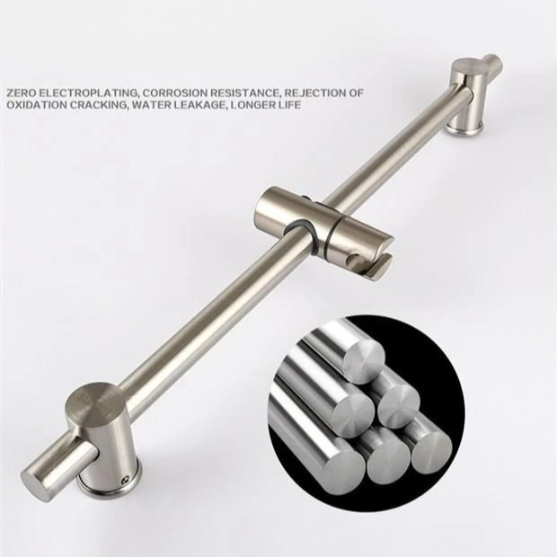 Stainless Steel Shower Head Bracket Household Bathroom Non-drilled Shower Head Base Adjustable Fixed Rod Shower Lifting Rod