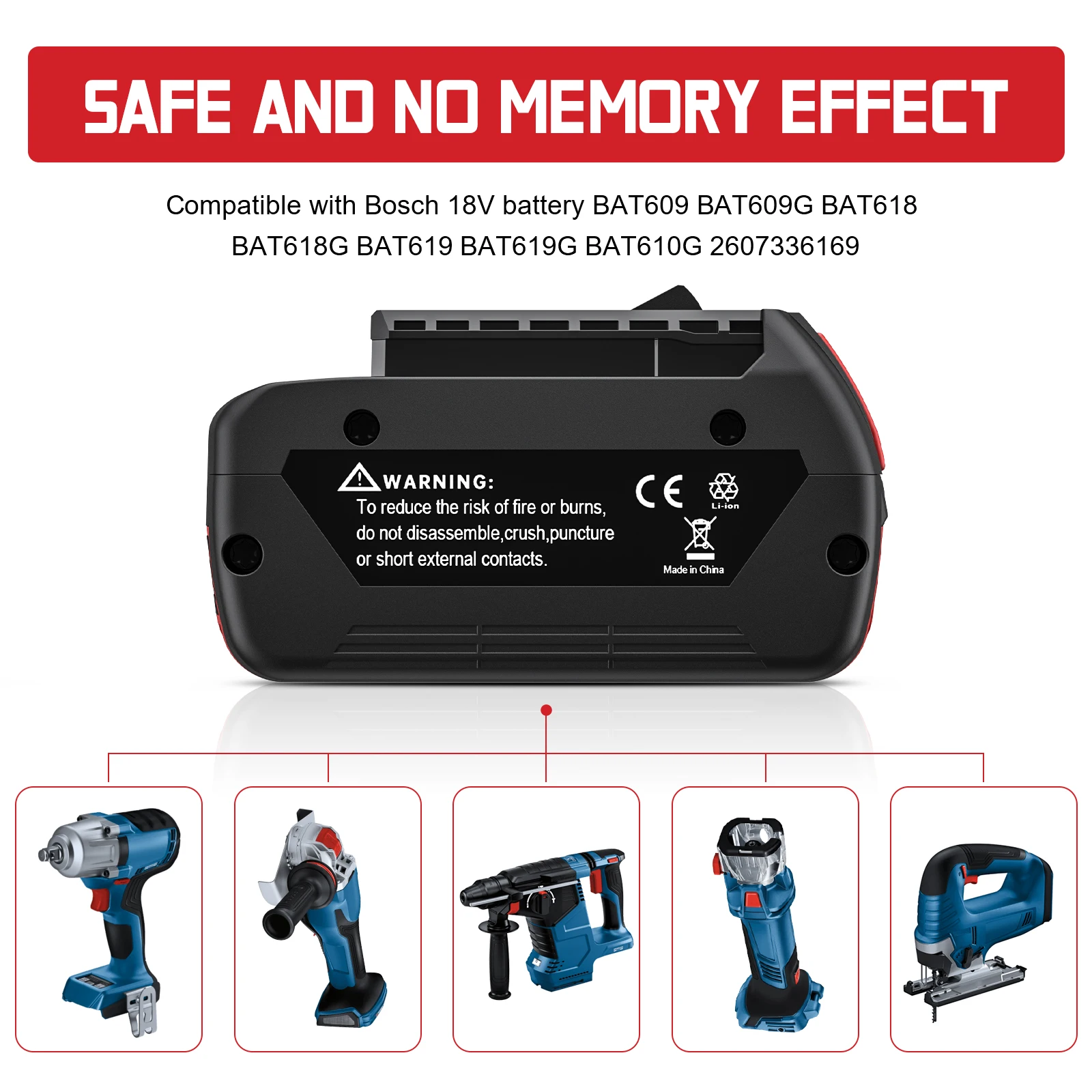 Für bosch batterie bat618 18v/2.5ah ersatz batterie für bosch gba gbh bat609 bat620 li-ion wiederauf ladbare batterien arbeits licht