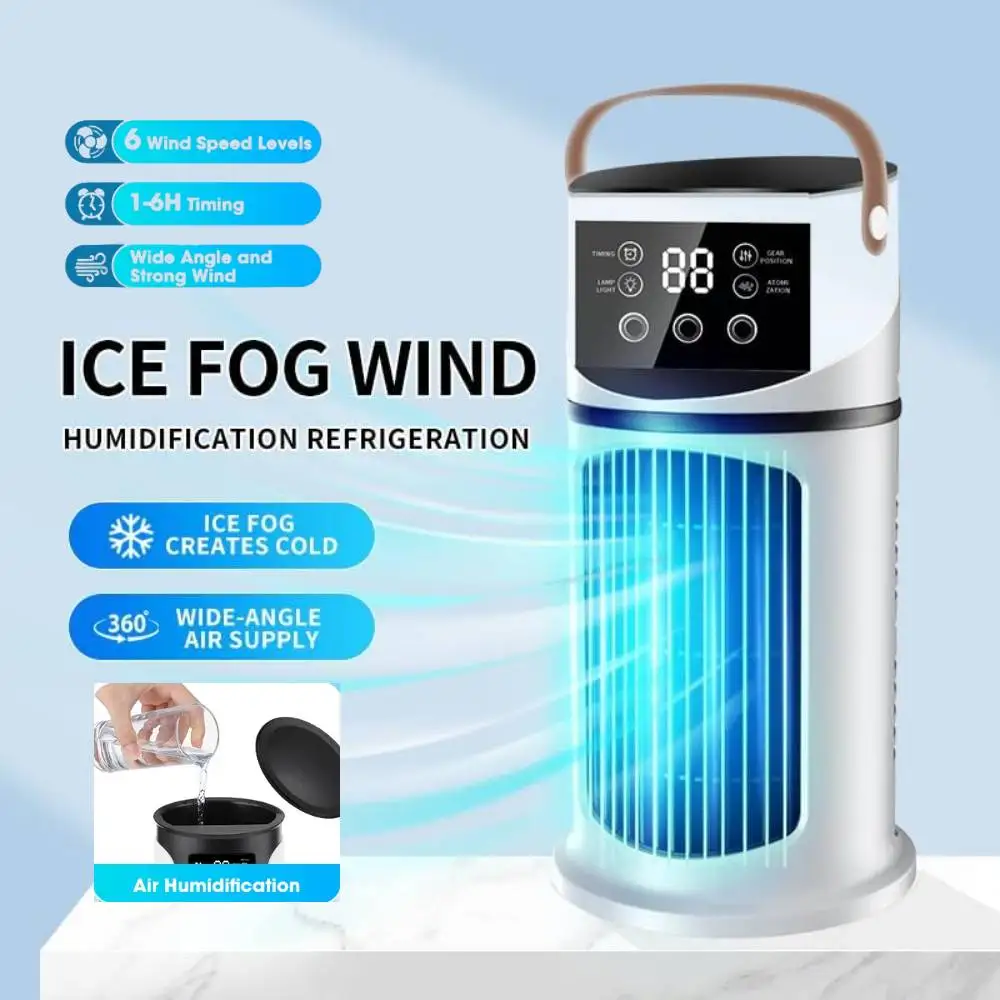 Ventilateur Rafraîchisseur d'Air Portable Multifonctionnel, Climatiseur Compact à Air Froid avec Humidification, Ventilateur Naturel pour Maison