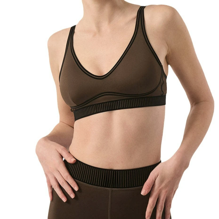 

Women's New Yoga Suit Pilates Flocking Skin-friendly Leica Elastic Belt Vest Pants Suit