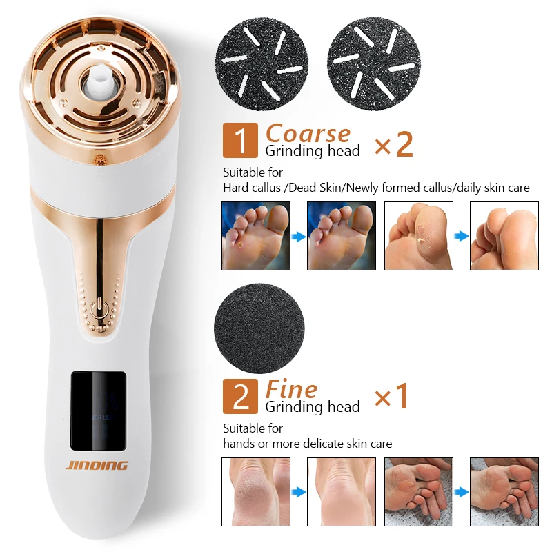 الكهربائية باديكير القدم ملف قابلة للشحن مقاوم للماء مزيل الجلد الصلب القدم مع 3 بكرات ملفات القدم للبشرة الصلبة والجلد الميت