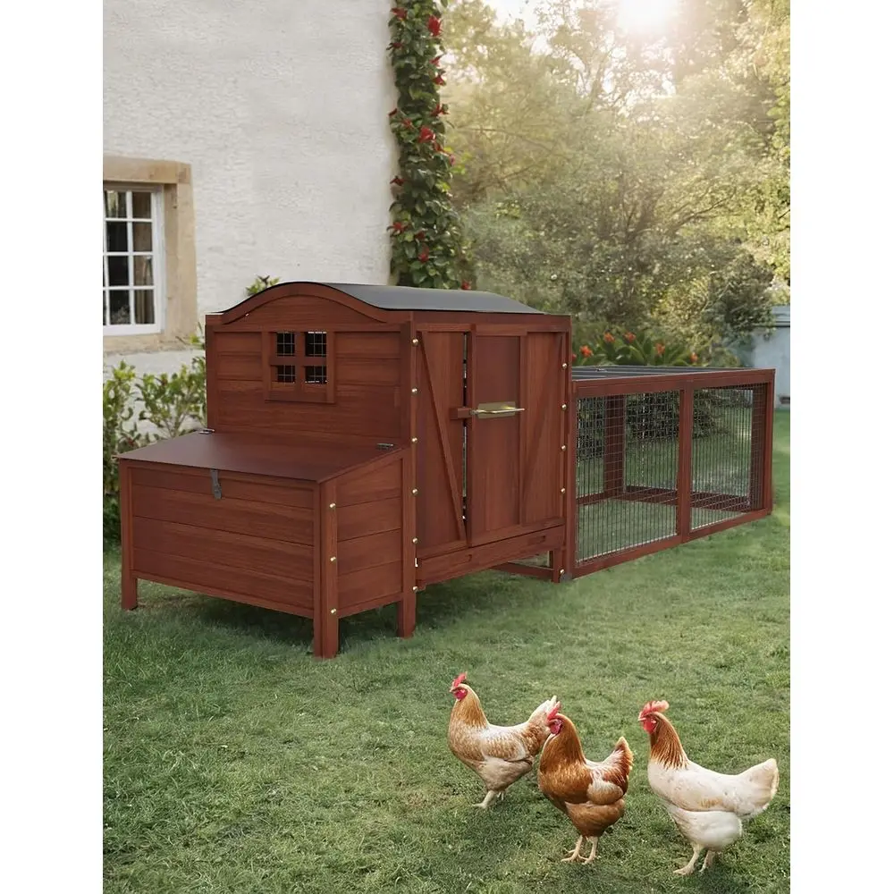

Курятник на 3-5 кур, 106 дюймов, с выдвижным вольером, уличный, водонепроницаемый, с гнездовыми ящиками, выдвижными поддонами, красный