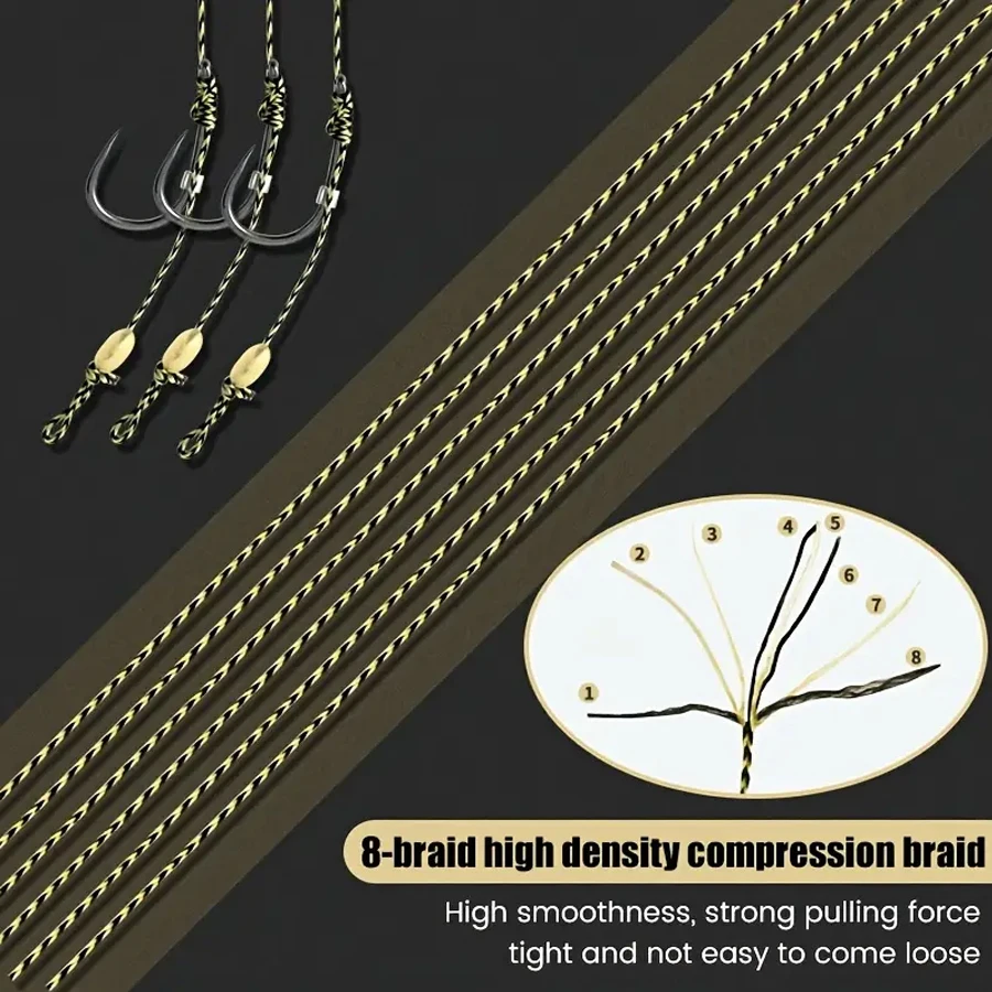 مجموعة أدوات الشعر المربوطة مسبقًا لصيد سمك الشبوط، زعيم Leadcore مع 3 قطع من أدوات الشعر وحوض الصيد 56 جرام/71 جرام/85 جرام/99 جرام/113 جرام/128 جرام