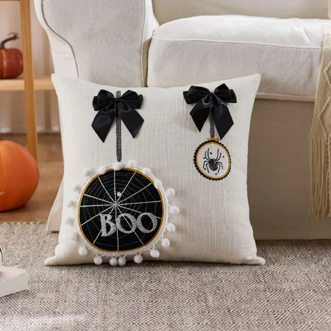 Halloween Pillow Cover Pumpkin Ghost Spider Orange Black Decoration Cushion Cover for Home Sofa Couch Chair 30x50cm 45x45cm - view 4