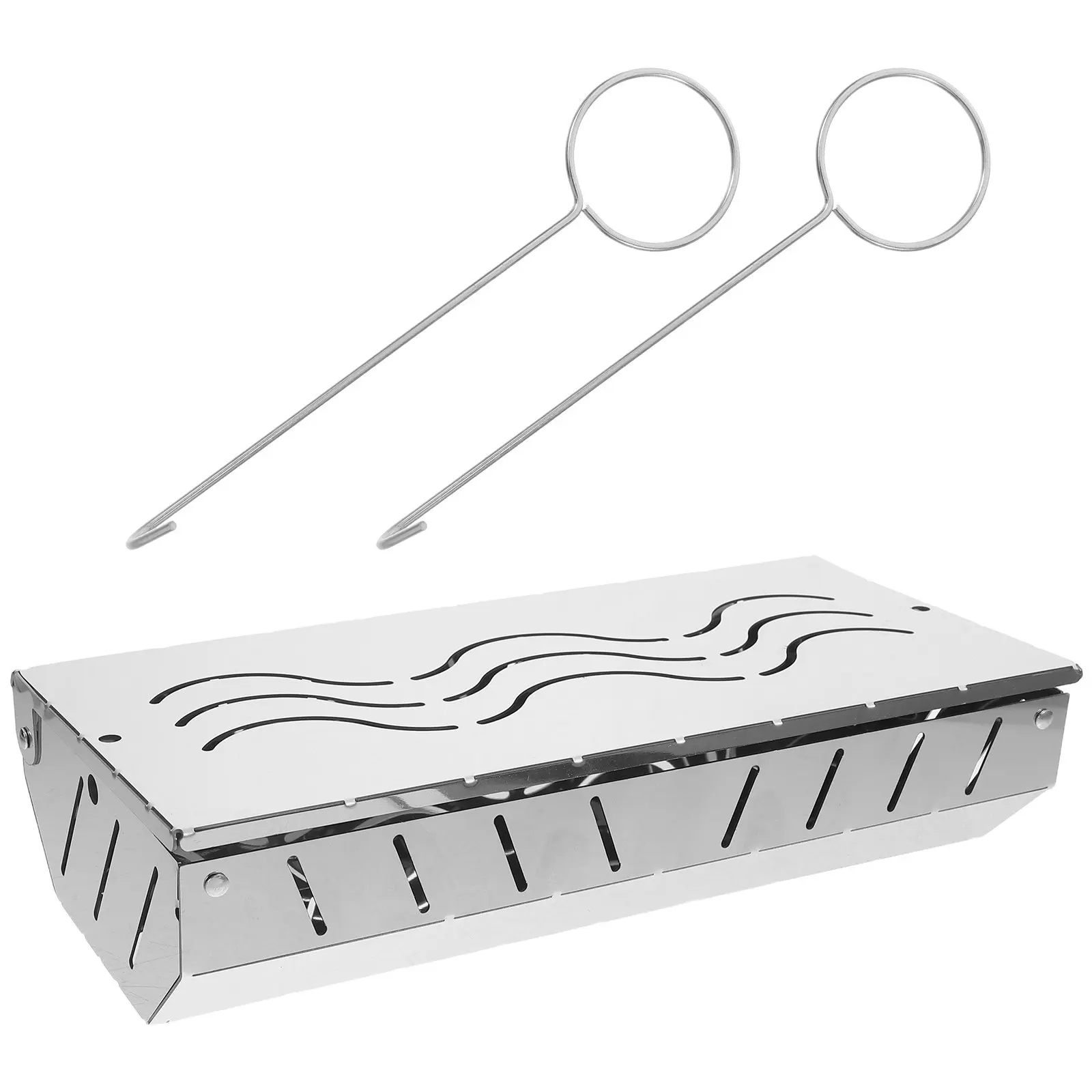 Stainless Steel Bbq Smoking Box Wood Chip Smoke Container Grill Accessories for Gas Charcoal Grills Outdoor Cooking Meat Fish