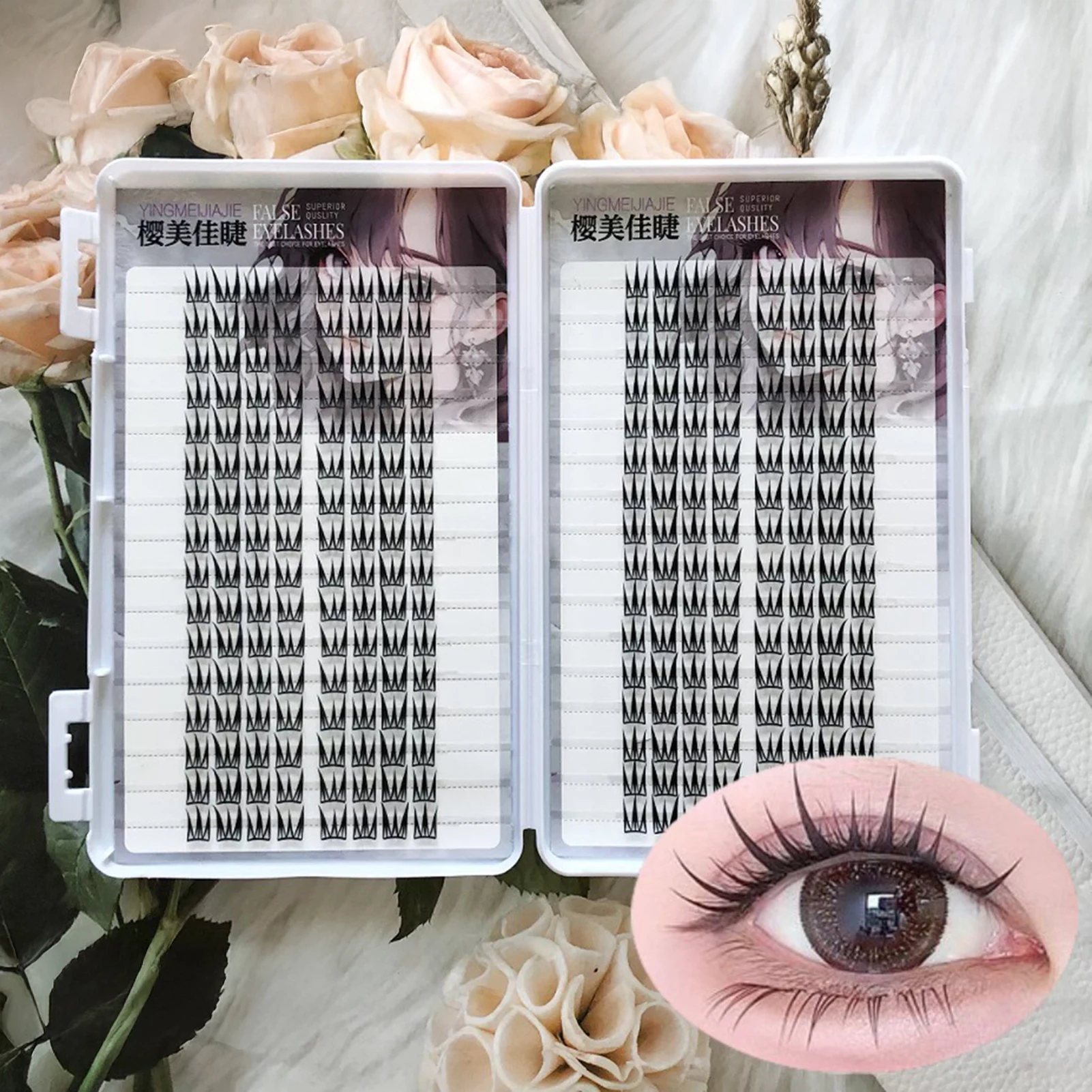 Extensions de cils volumineuses et moelleuses, en forme de V, boucles naturelles, grande capacité, faux cils pour usage quotidien, maquillage parfait pour les yeux des femmes