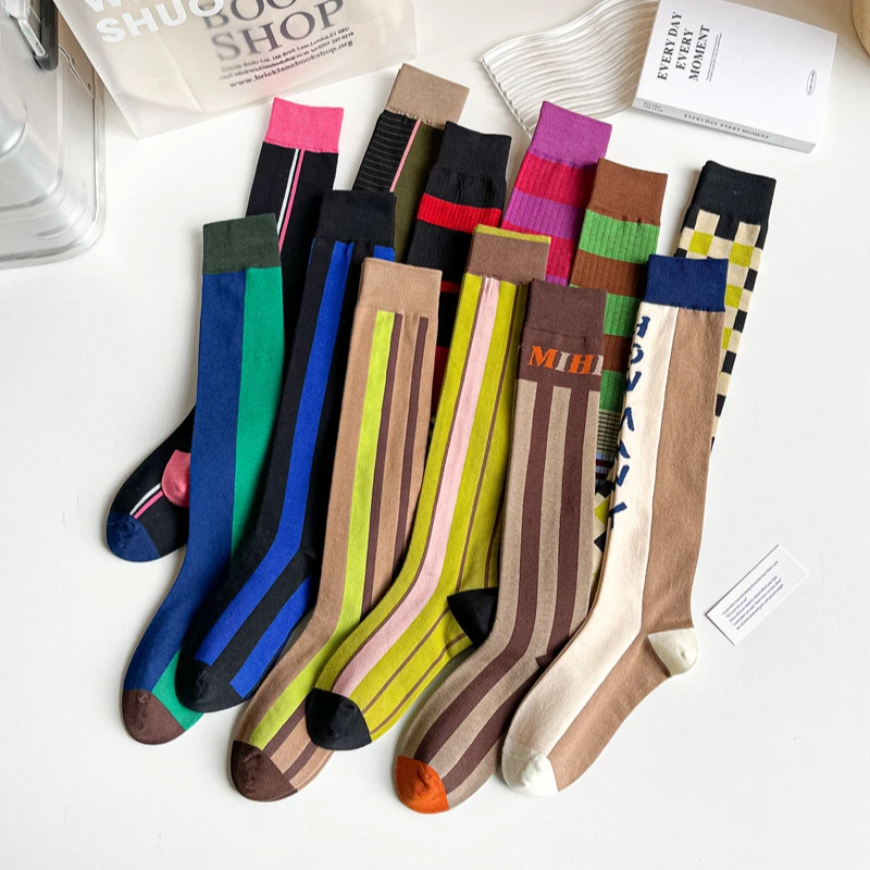 Women\'s Fashion Personalized Trend ins Network Red Vintage Versatile Korean Edition Socks Long Sleeve Over Knee Socks