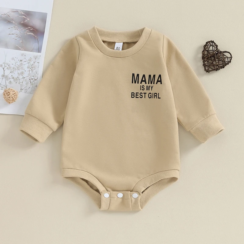 

Infant Baby Fall Sweatshirt Jumpsuit Letter Print Round Neck Long Sleeve Romper