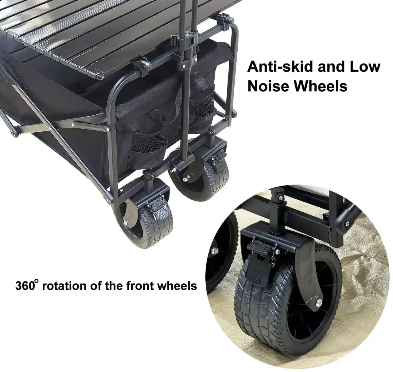 Camping Trailer Foldable Trolley Cart Wagon Glamping Storage Box With Brake Buckle 150L Big Capacity Bearing