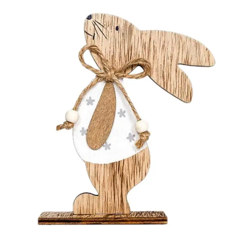 Easter Rabbit Wooden Table Decoration DIY Wood Crafts Cute Bunny Easter Ornaments Party Supplies Wood Crafts