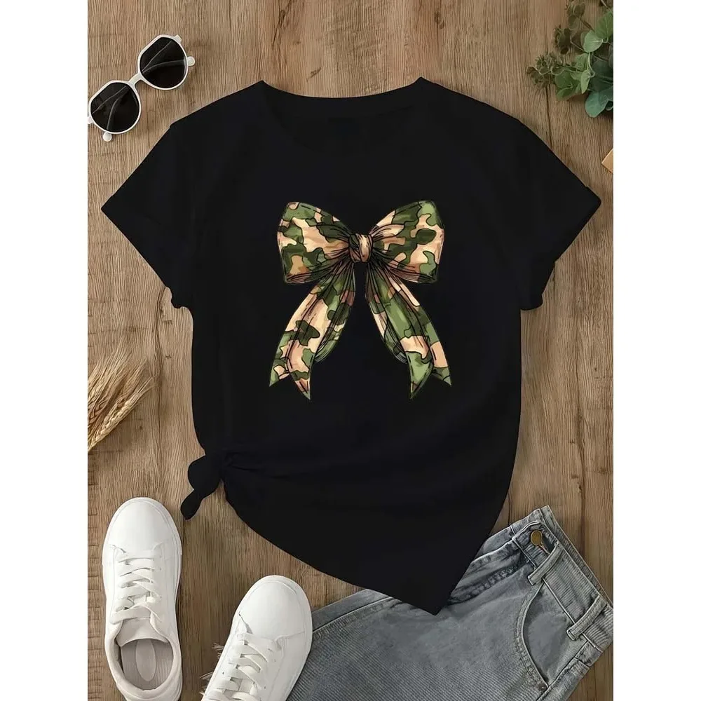 Sommer Neu 90er-Jahre Leopardenmuster Schleife Kurzarm Print Kleidung Damen T-Shirt Harajuku Grafik Kleidung Damen Casual Top Tee – Detail 7