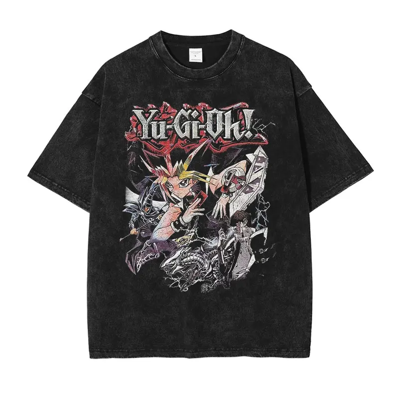 Change of Heart Washed T-shirts Men Women Anime Yu Gi Oh T Shirt Oversized Yugi Muto Tshirt Manga Seto Kaiba Tops Tees Clothing