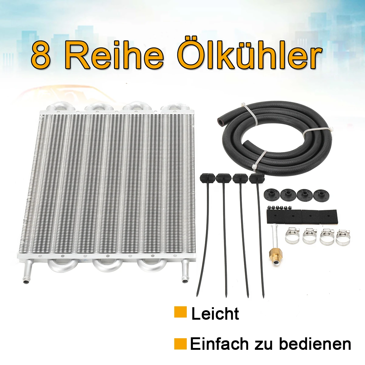8-reihiger Ölkühler für Fernübertragung, Automobil-Klimaanlage, Rohrstil, Kondensator, Auspuffrohr, Kühler-Konverter-Set – Detail 1