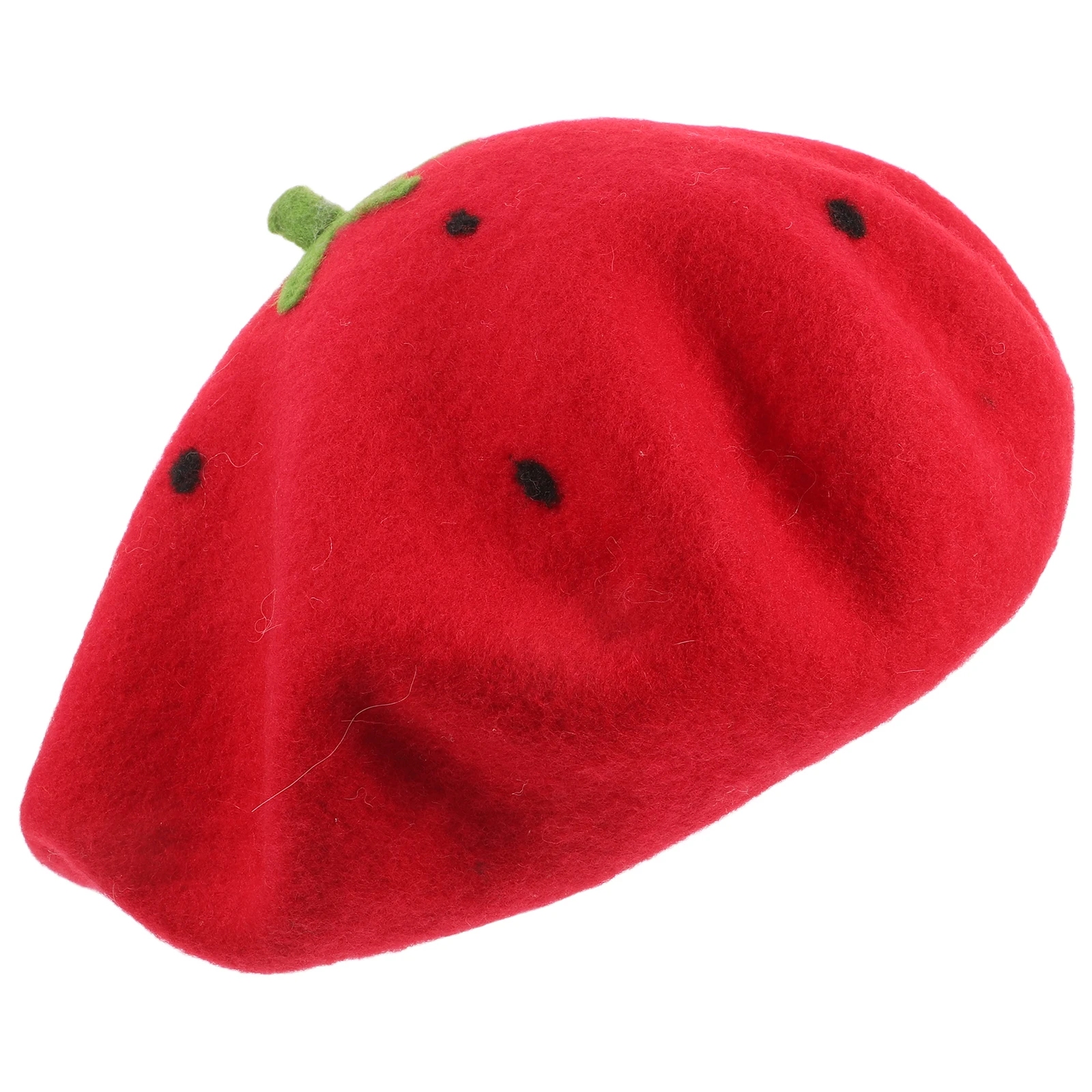 

1pcs Strawberry Beret Hats for Women Wool Fruit Berets Bow Toddler Korean Cap Warm Stylish Soft Hat