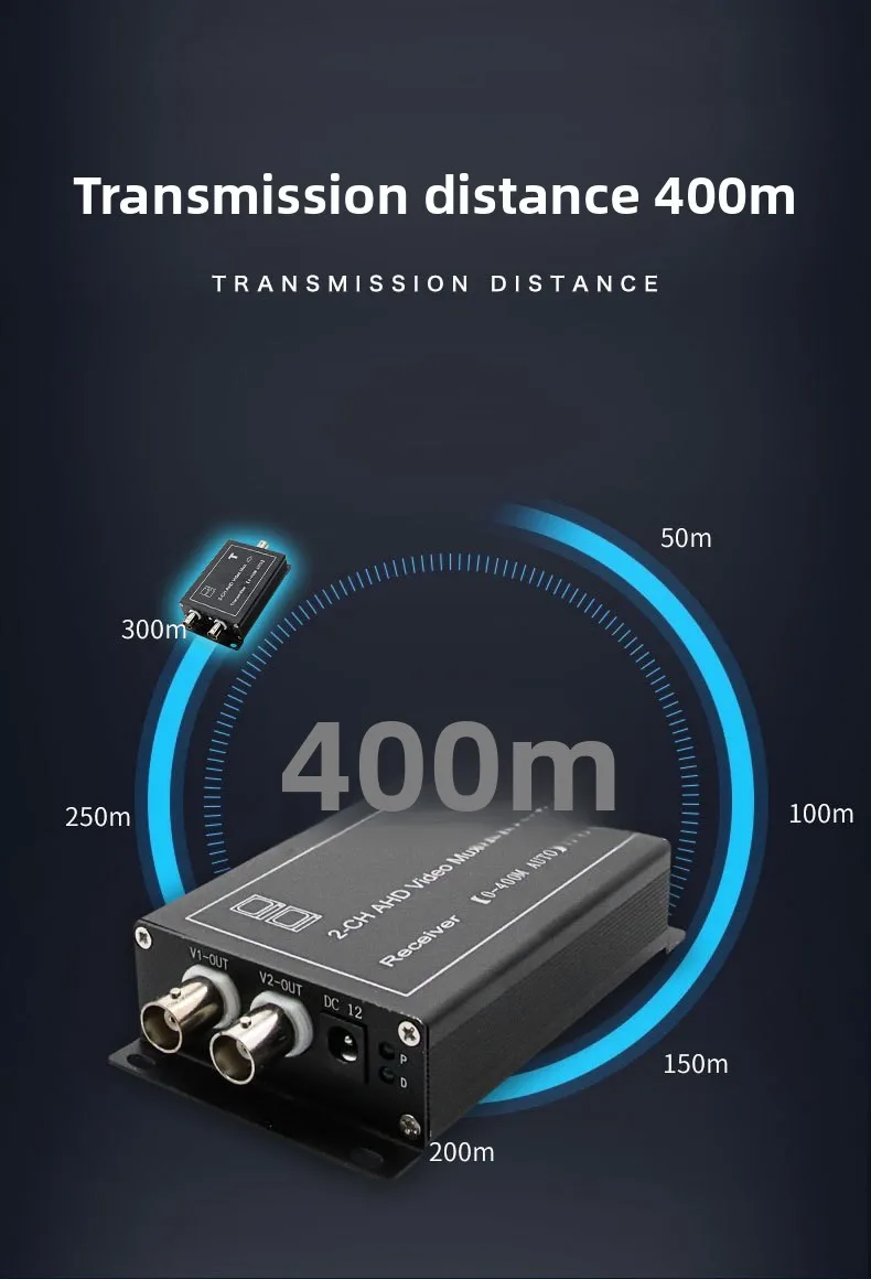 Coaxial High Definition Two-way Multiplexer AHD One To Two Video Signal Stacker 720/960/1080P