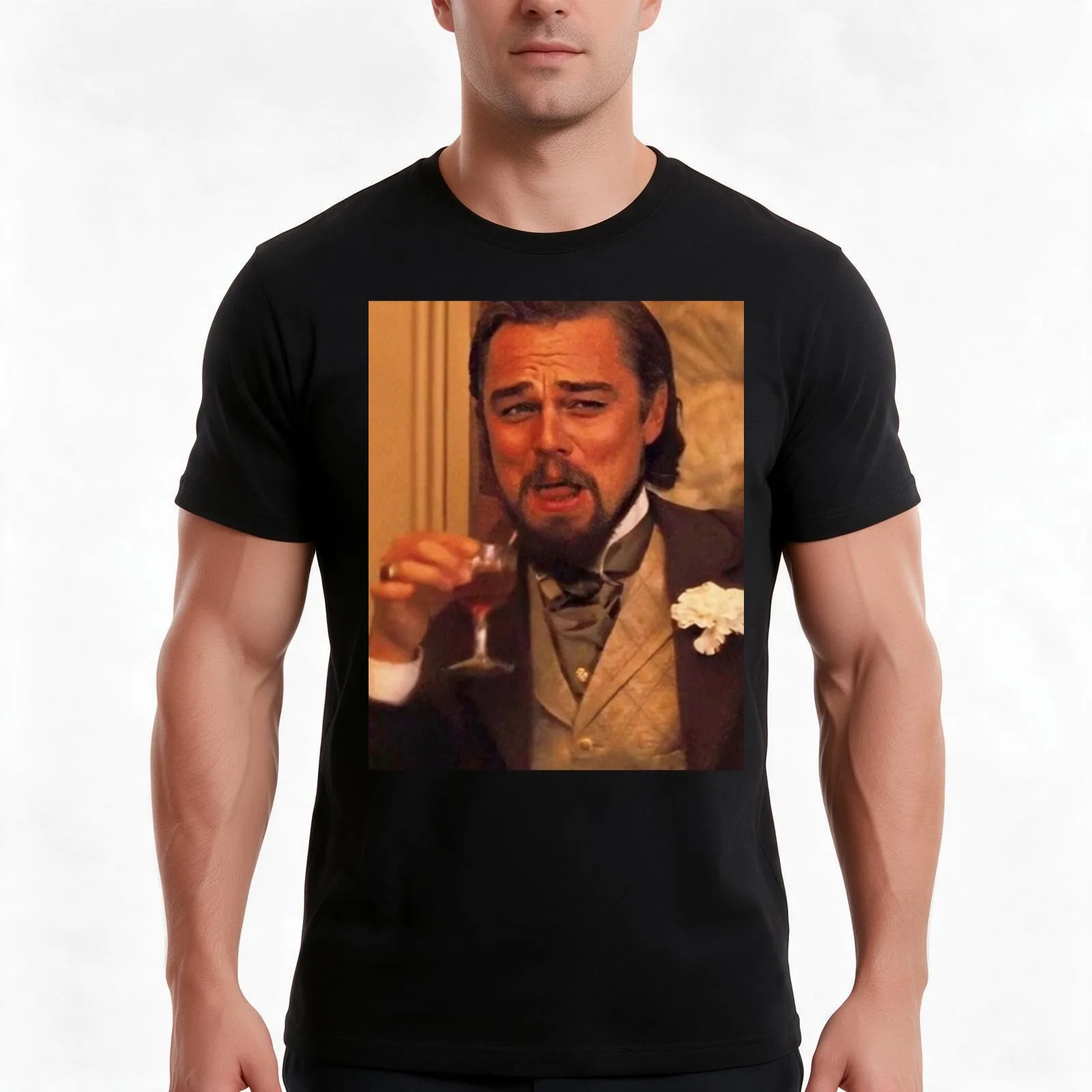 Funny Di Caprio T-Shirt, Summer Casual Cotton Tee, Oversized Streetwear Tops, Vintage Graphic Print, Loose Fit Short Sleeve