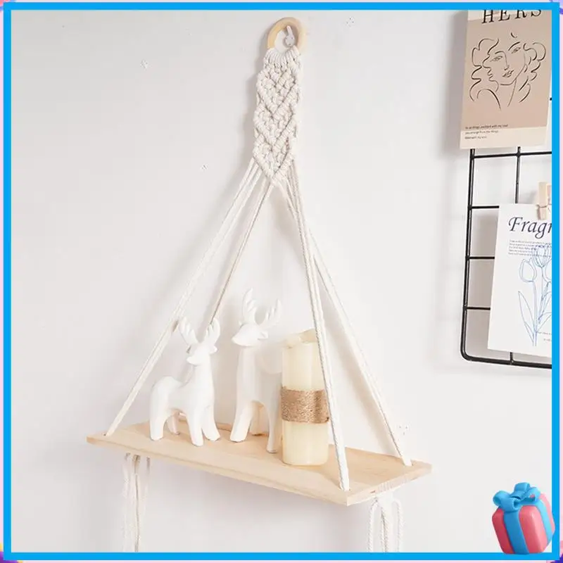 

Discount 2PCS Boho Handmade Shelf Bohemian Wooden Shelf Plants Floating Rope Shelves Decorative Holder B