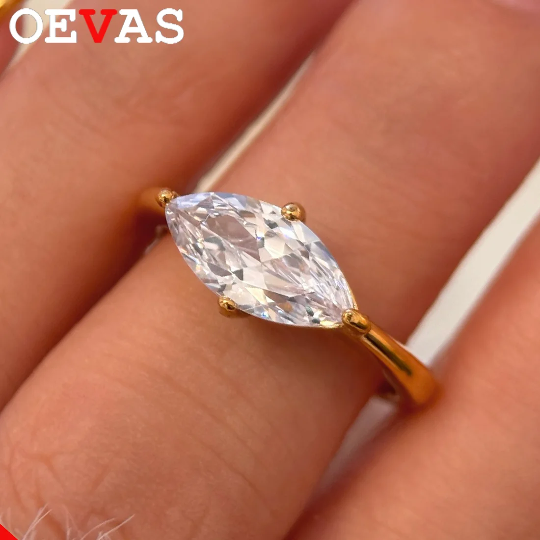 

OEVAS GRA 1ct 5*10mm Moissanite Rings 100% 925 Sterling Silver two Rings Set For Women Wedding Party Fine Jewelry wholesale