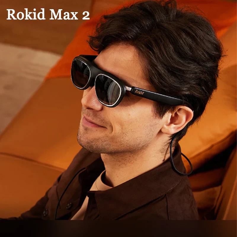 Lunettes AR Rokid Max 2 noires, écran Micro-OLED de 215 pouces, affichage portable immersif pour le jeu et le divertissement