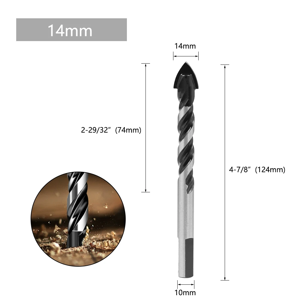 LAVIE 1PC Multifunktionale Glas Bit Twist Spaten Bohrer Dreieck Bits für Keramik Fliesen Beton Glas Marmor 3mm bis 16mm DB02054 – Detail 9