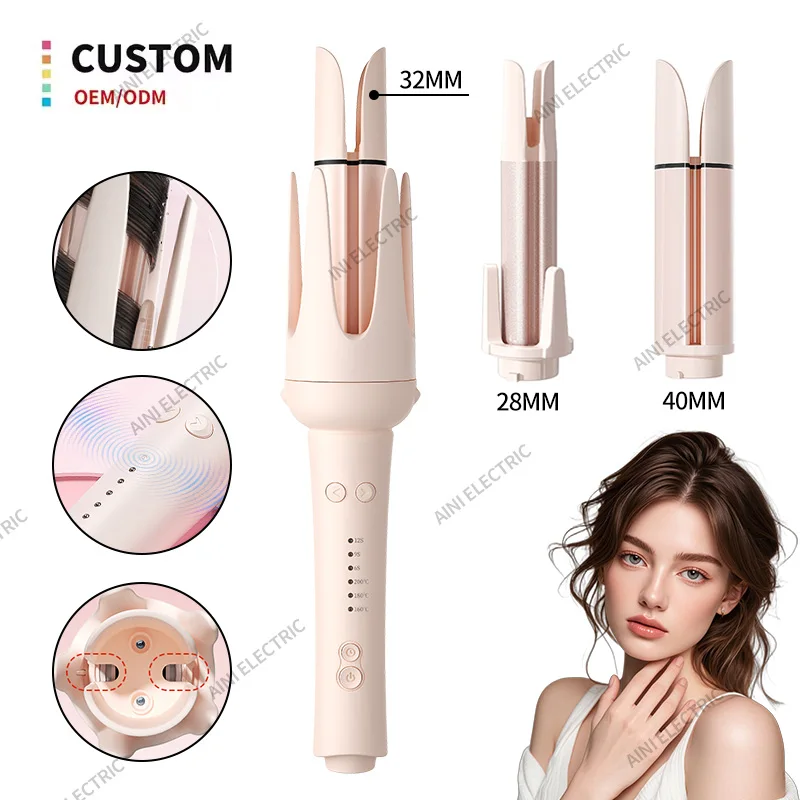 

Hot Selling Professional Interchangeable Curling Iron Portable 3 in 1 Automatic Rotating Curling Iron Long Barrel Curling Iron