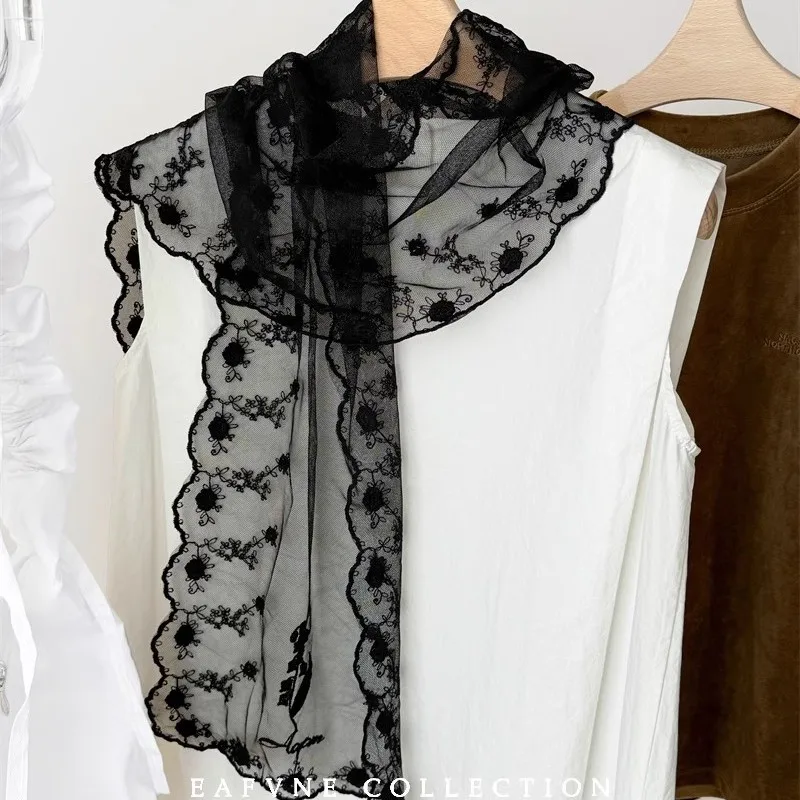 

Art Korean Style Lady Lace Scarf Korean Version Full Embroidery Multi-functional Lace Embroidery Headband Slender French Style