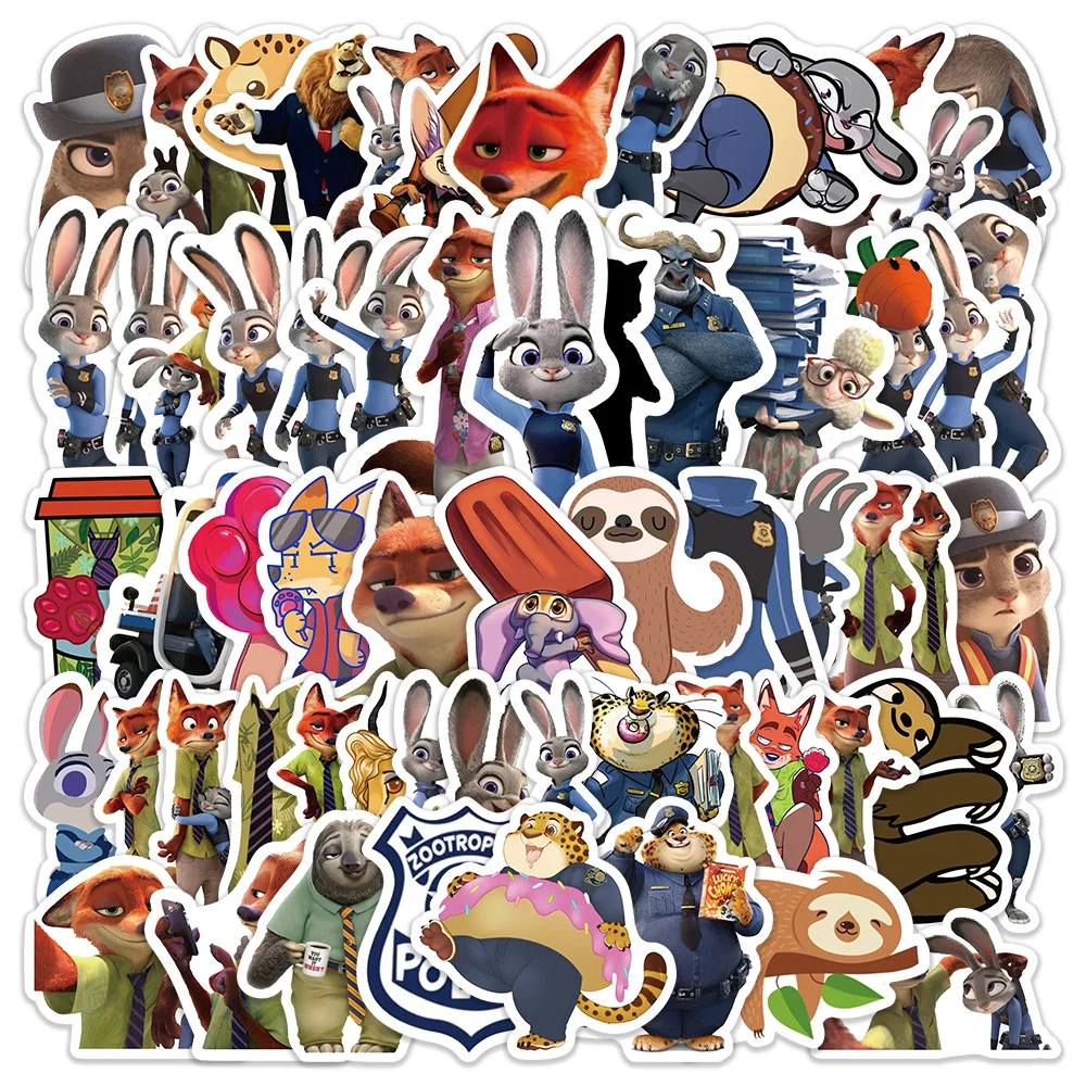 

10/30/60PCS Disney Animated Movie Zootopia Personalized Stickers Cartoon Funny Judy Hopps Nick Wilde Graffiti Decal Kids Toy