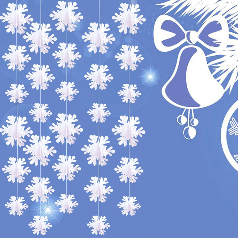 

1 set Paper Snowflake Decorations Christmas Hanging Decor Delicate Pendant For Party Shop Window Decoration Snowflake Garland