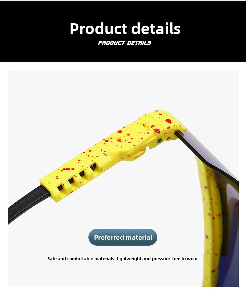 Verstellbare PC-Linsen Quadratische Sonnenbrille für Männer und Frauen, Winddichte Fahrradbrille UV-Schutz Sportsonnenbrille – Detail 8