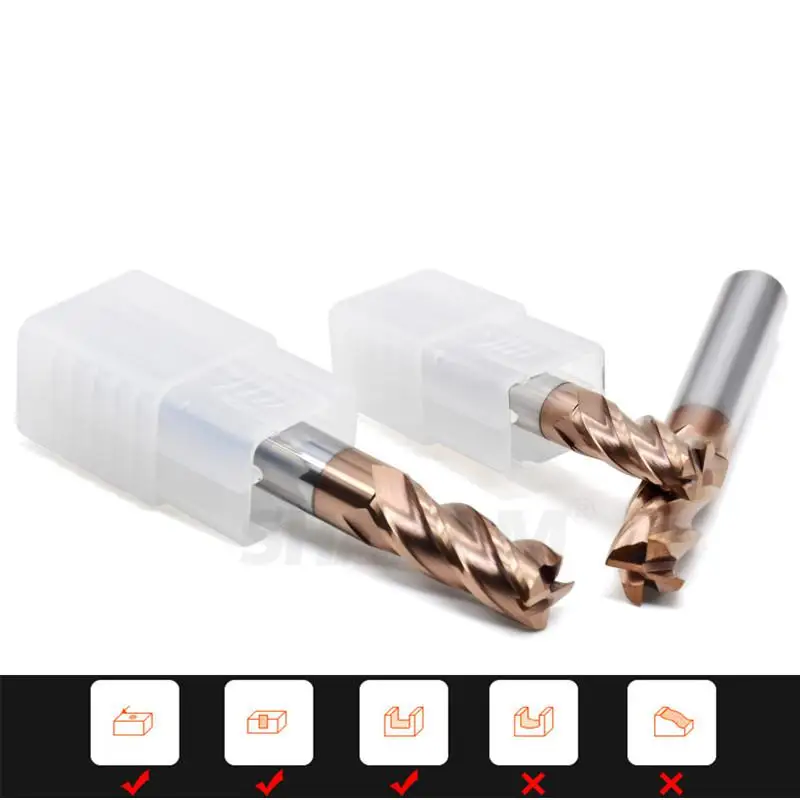 AZZKOR HRC65 4F Fräser mit Legierungsbeschichtung, Wolframstahl-Werkzeug, CNC-Bearbeitung, Schaftfräser-Set, Fräsmaschinenwerkzeuge – Detail 6