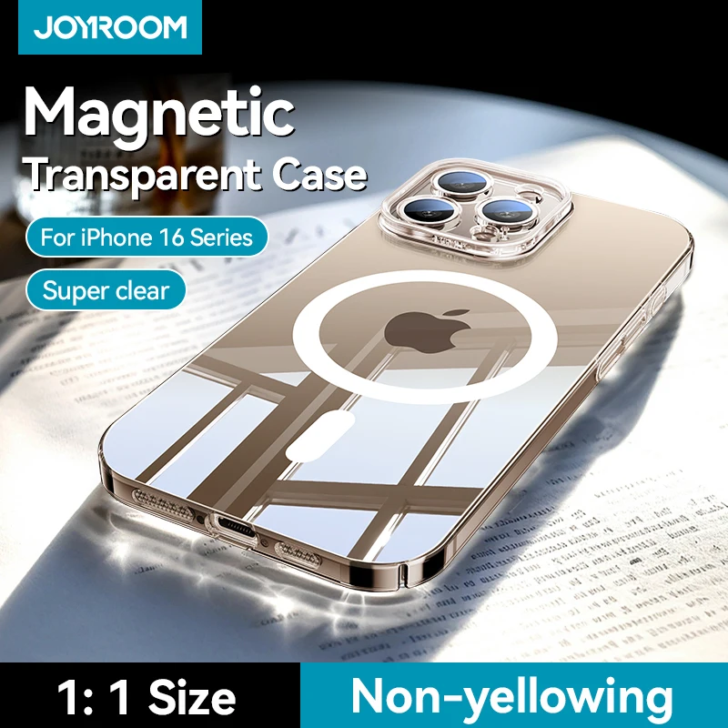 Joyroom Magnetic Case For iPhone 16 Pro Max Slim Thin Phone Case Transparent Cover For iPhone 16 Wireless Charger Magnet Cover