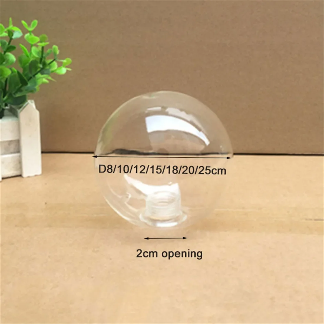 D8cm D10cm D12cm D15cm D18cm D20cm D25cmG9 White Glass Transparent Ball Cover Replacement Accessory with 2cm Screw Filter Holes