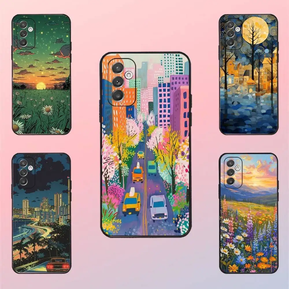 

Printing Landscape Phone Case For Samsung S 25,24,23,22,30,21,10,9,Ultra,Plus,Lite,FE,4,5 G Black Soft Case