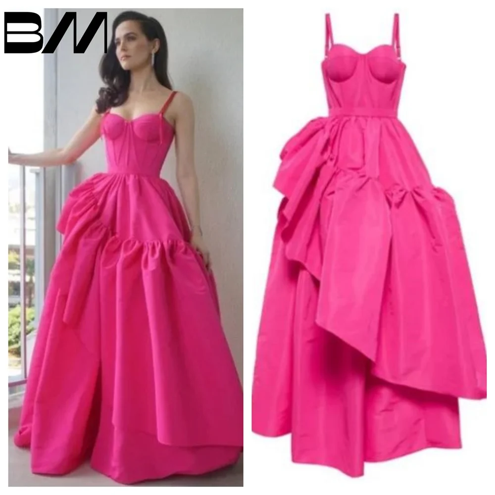 

A-Line Prom Evening Dresses, Sexy Spaghetti Straps, Floor Length, Saudi Arabia, Dubai,Cocktail Party Gowns, Hot Pink, Customized