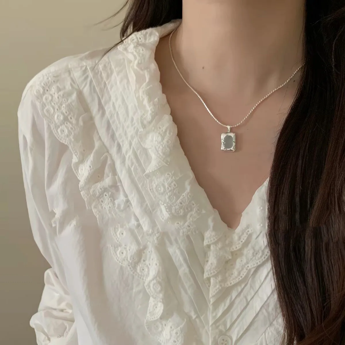 S925 Sterling Silber Halsketten für Frauen, Einfache Minimalistische Anhänger-Halsketten, Blaue Stein-Halskette, Geburtstagsgeschenk – Detail 4
