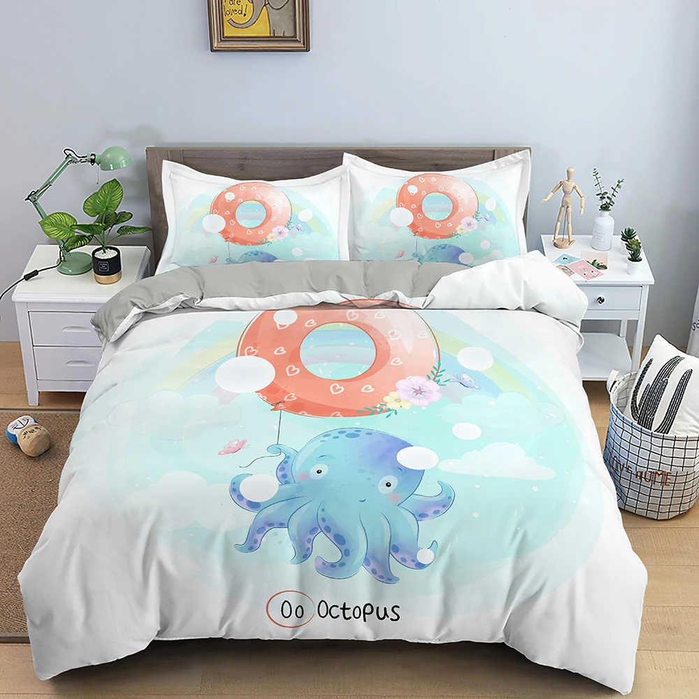 

Cartoon Animal Duvet Cover Set Microfiber Letter Animal Pattern Quilt Cover King Queen Twin Size Bedclothes 2/3pcs Bedding Set