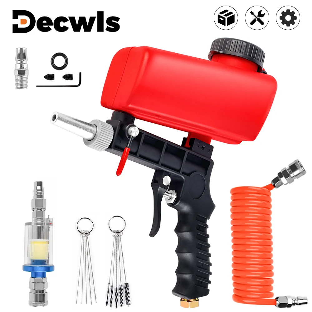 90psi Gravity Sandblasting Gun 6.5mm Small Handheld Pneumatic Sandblasting Machine, Cordless Air Tools,Home Sandblasting Gun Kit