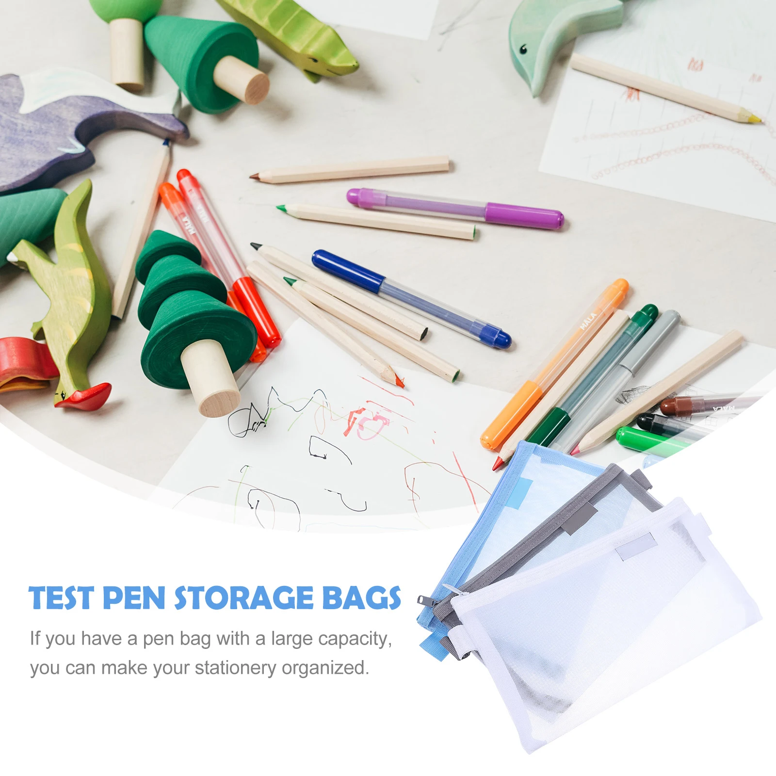 Stationery Storage Pouch Bag Pencil Case Organizer Ticket Pockets Office Bags Student