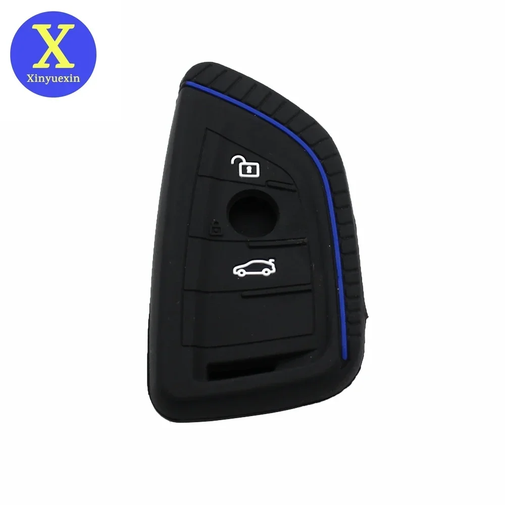 Xinyuexin Fit BMW X1 X2 X3 X4 X5 3 Buttons Remote Smart Key Fob Silicone Skin Case Cover Holder Bag Protection Car Accessories