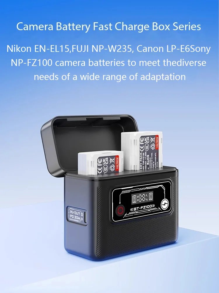 

Spoonpho PD30W Double Slot Fast Charger for Camera Battery 3in1 Fast Charging Box for Sony Nikon Canon Fuji Batteries