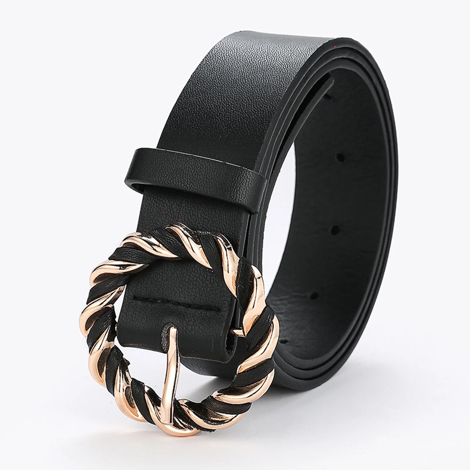 Belt No Holes for Men Women Belts Fashion Soft Leather Belts With O Ring Buckle Womens Cowboy Belt