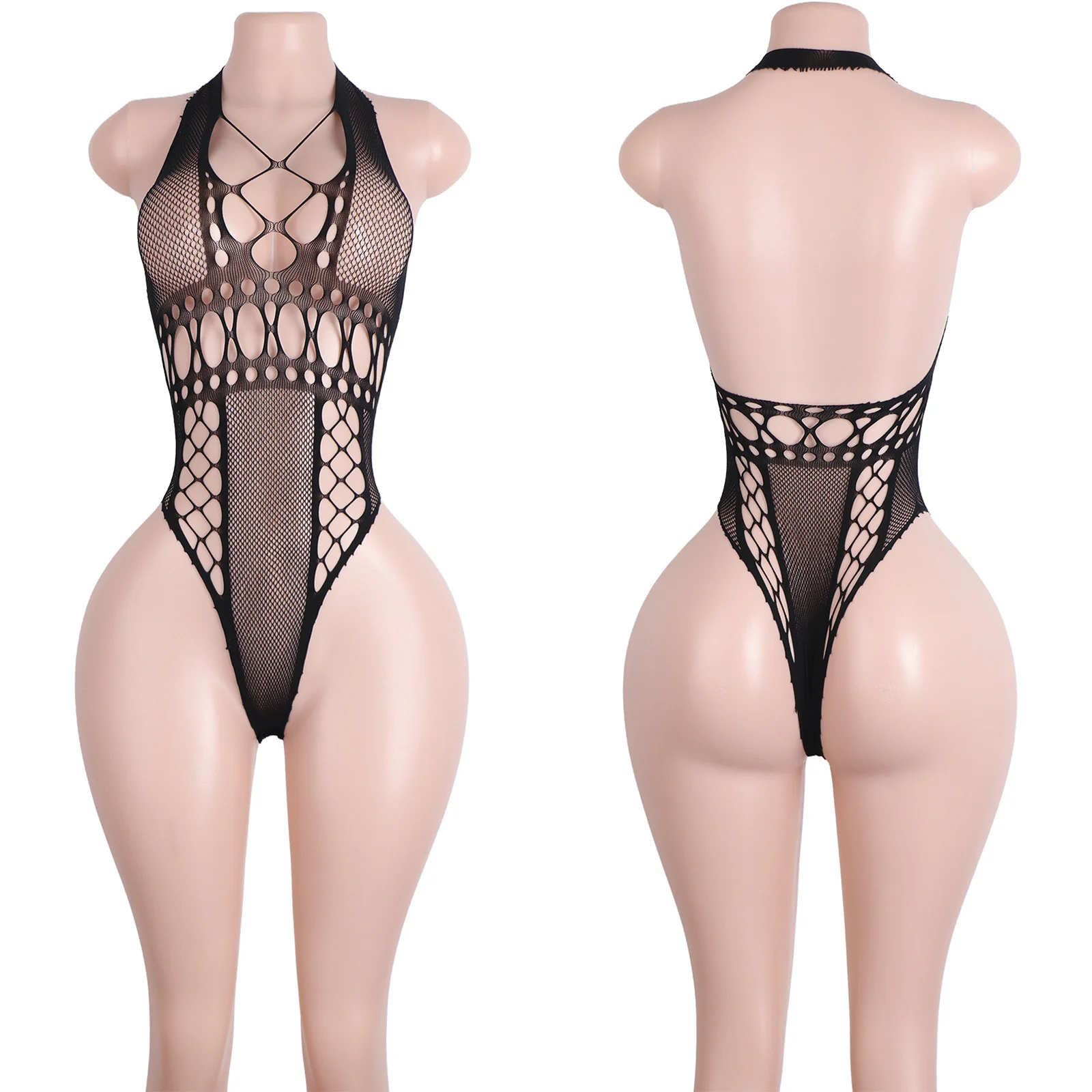 Adjustable Fishnet Stripper Bodysuit Nightclub Performance Exotic Dancewear Mesh Outfit Strings Party Costumes Wholesale Apparel