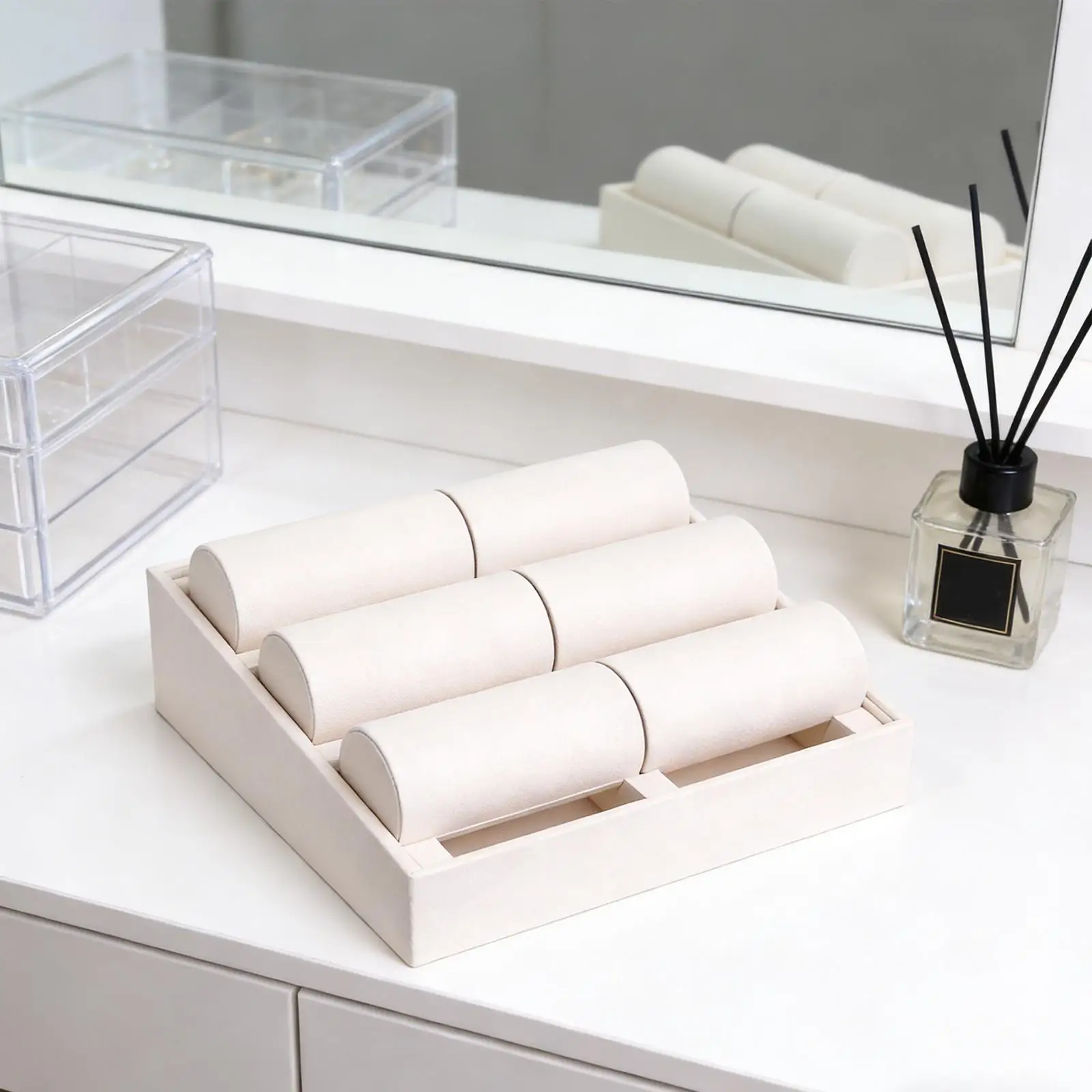 

Подставка для браслетов из искусственной кожи, съемная, отдельно стоящая, держатель для браслетов, витрина-органайзер для спальни, шкафа, столешницы